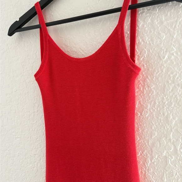 Hot Miami Styles Coral Ribbed Knit Scoop Back Midi Dress - Picture 2 of 5